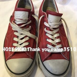 ⭐️HOST PICK⭐️ Red Leather Converse
